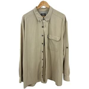 Weatherproof Button Up Shirt XXL Vented Outdoor Fishing Roll Tab‎ Sleeve Beige